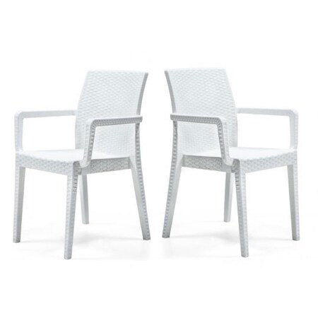 Rainbow Outdoor Siena Set of 2 Stackable Armchair-White RBO-SIENA-WHT-AC-SET2
